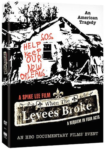 DVD case for "When The Levees Broke" with damaged house illustration on cover.