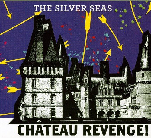 "Album cover featuring a black-and-white castle on a purple background with yellow arrows."