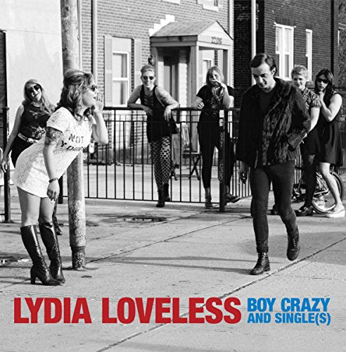 Black and white album cover with a group of people on a sidewalk.
