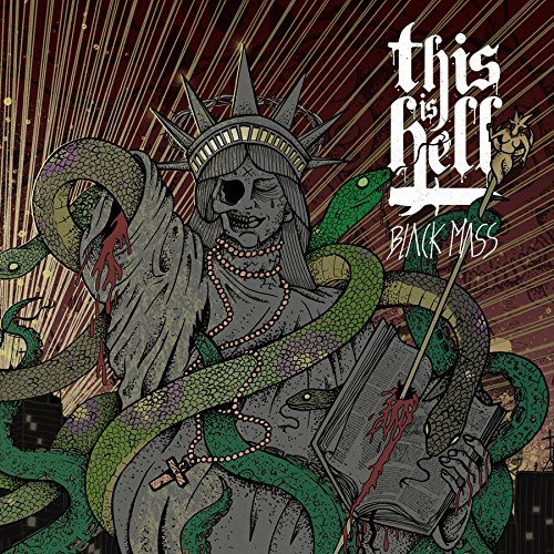 Album cover featuring a skeleton Statue of Liberty entwined with snakes, holding a bloody book.