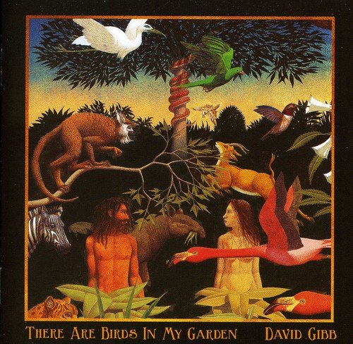 "Album cover art featuring a man, woman, and various animals in a lush jungle scene."