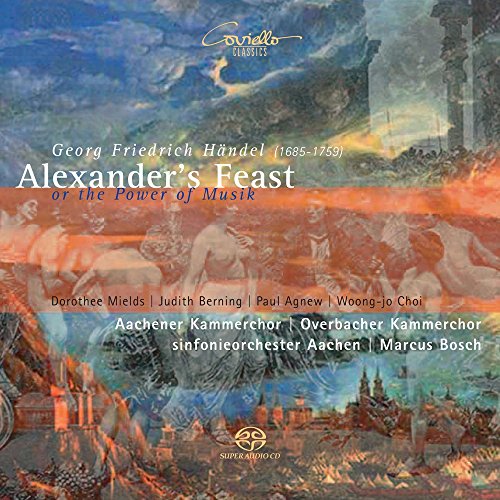 "CD cover with classical music artwork, featuring a burning cityscape and dancing figures."