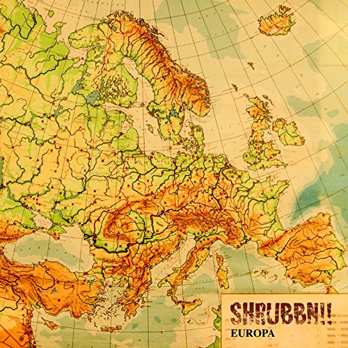 "Vintage map of Europe with 'Shrubbn!! Europa' text in the bottom right corner."