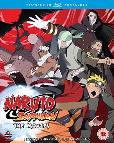 "Naruto Shippuden Blu-ray cover featuring anime characters against a red background."