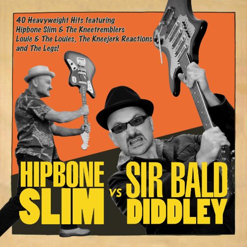CD album cover featuring two men playing guitars, with bold yellow text and orange background.