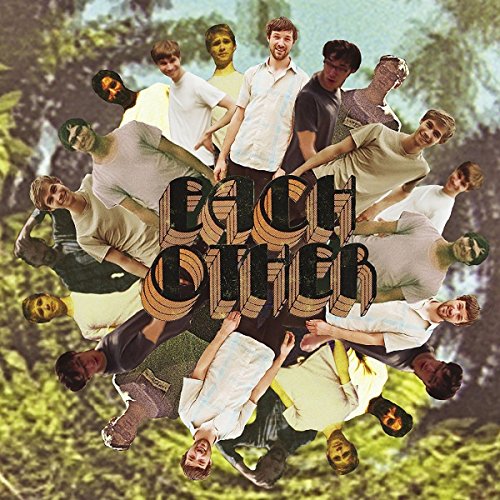 Album cover with multiple images of a band in a forest background.