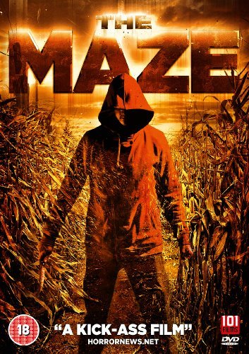 DVD cover for "The Maze" showing a hooded figure in a cornfield.