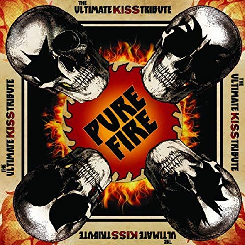 "Album cover with 'Pure Fire' text surrounded by skulls and flames on a red background."