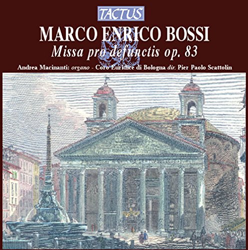 "CD cover featuring a classical building illustration with text 'Marco Enrico Bossi' and 'Tactus'."