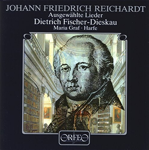 Black CD cover with portrait of Johann Friedrich Reichardt in a library setting.