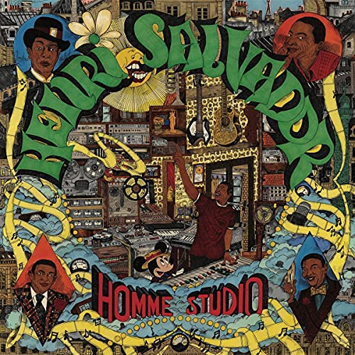 "Henri Salvador album cover with colorful, whimsical illustrations and text."
