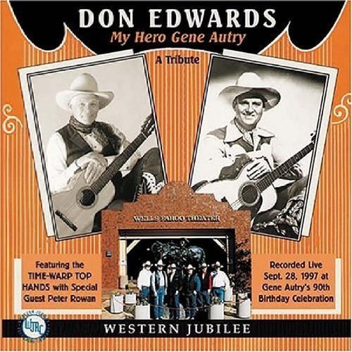 "Orange and black CD cover with black and white photos of Gene Autry and others."