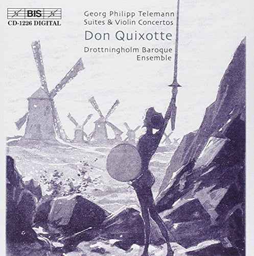 "CD cover art featuring a man with a shield and spear, windmills in the background."