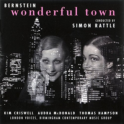 "CD cover with black-and-white cityscape and two women's portraits, titled 'Wonderful Town'."