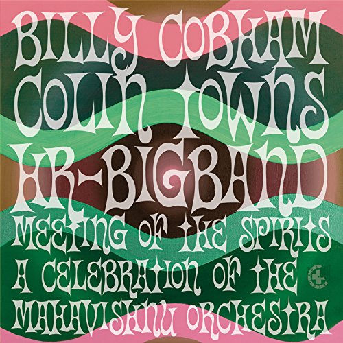 Album cover with wavy green, pink, and brown background and white stylized text.