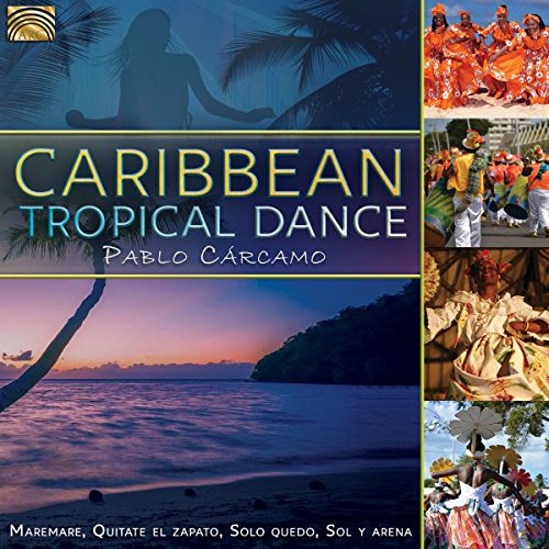 "CD cover with dancer silhouette, beach scene, and collage of people dancing in colorful costumes."