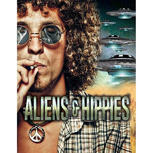 "DVD cover featuring a man with sunglasses and UFOs in the background."