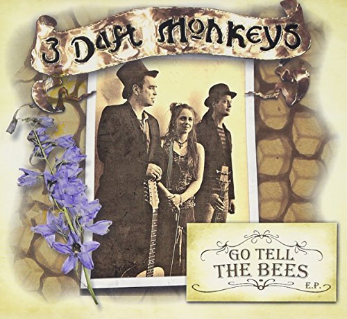 "CD cover with sepia-toned photo of three musicians, surrounded by flowers and honeycomb."