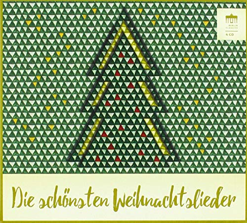 A Christmas CD cover featuring a stylized green Christmas tree on a geometric background.