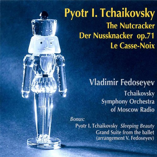 A CD cover featuring a clear glass nutcracker on a blue background.