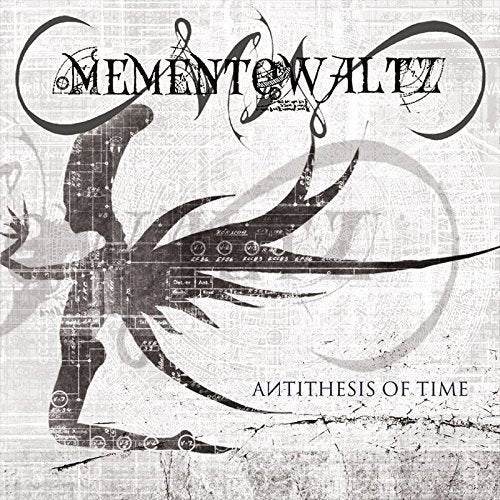 "Memento Waltz album cover with abstract black design on a light grey background."