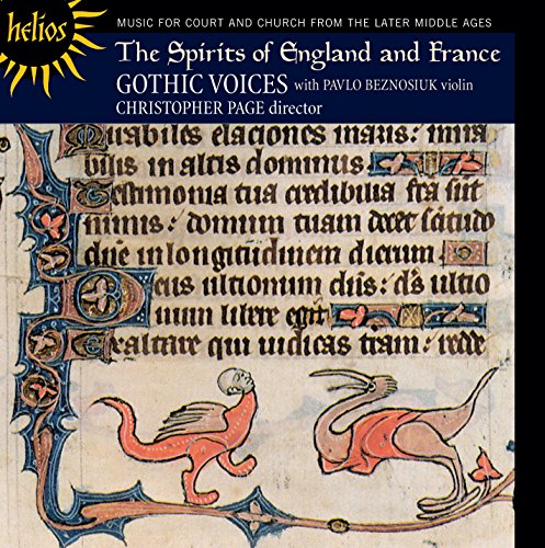 "CD cover with medieval manuscript text and illustrations of fantastical creatures."