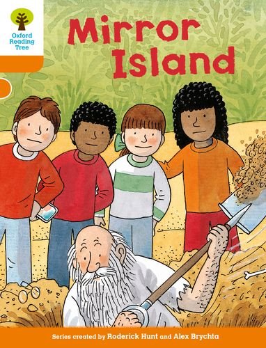 Colourful children's book with Biff, Chip, and Kipper on a adventure on Mirror Island.