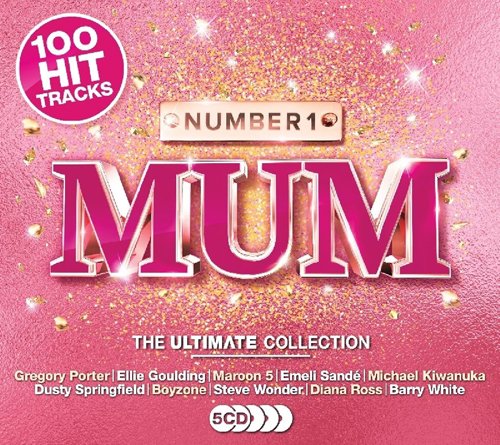 "Pink CD cover with 'MUM' in large letters and '100 HIT TRACKS' in a circle."