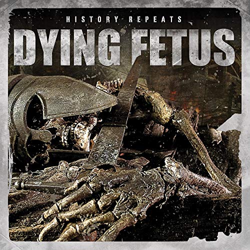 A vinyl album cover featuring a skeleton in a damaged helmet, with "Dying Fetus" text.
