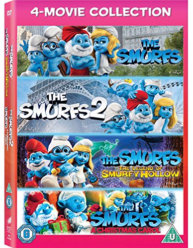 Pink DVD case with Smurfs characters and movie titles on the front cover.