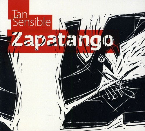 "Album cover with 'Zapatango' and 'Tan Sensible' text, abstract black and white illustration."