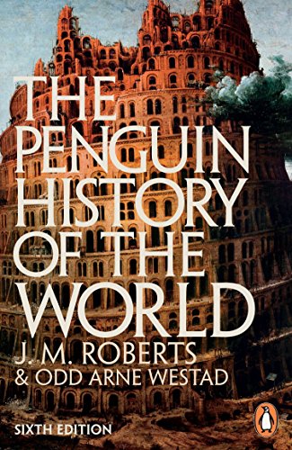 "Book cover of 'The Penguin History of the World' with ancient building illustration."