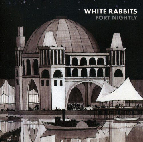 "Album cover featuring a black-and-white illustration of a large domed building."