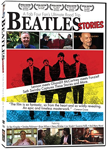 "Beatles Stories DVD cover featuring images of the Beatles and related people."