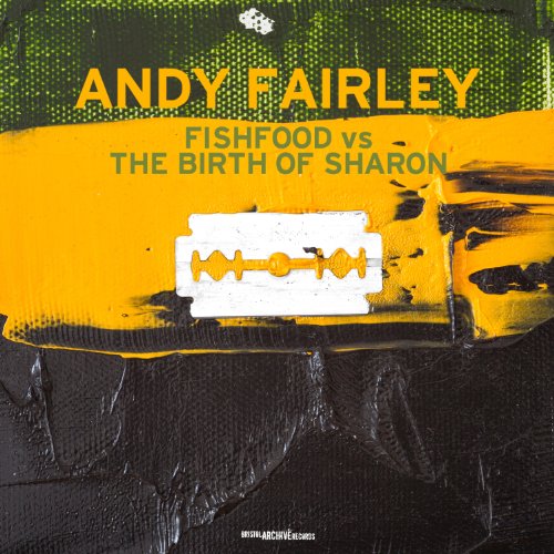 Album cover with yellow and black textured background, featuring a razor blade image.