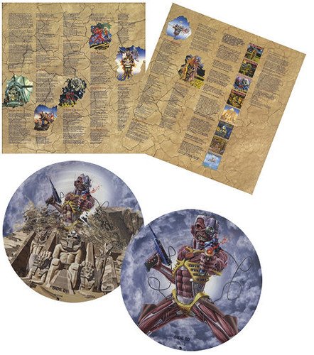 "Iron Maiden vinyl record album with artwork of Eddie and a map insert."