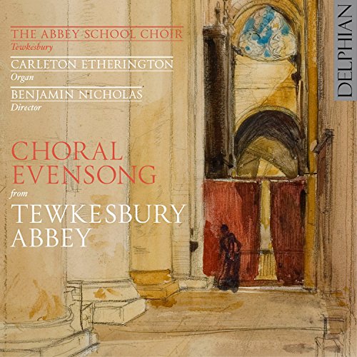 A CD cover featuring a watercolor illustration of a church interior and choir information.