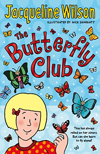 "The Butterfly Club" book cover featuring a cartoon girl surrounded by butterflies.