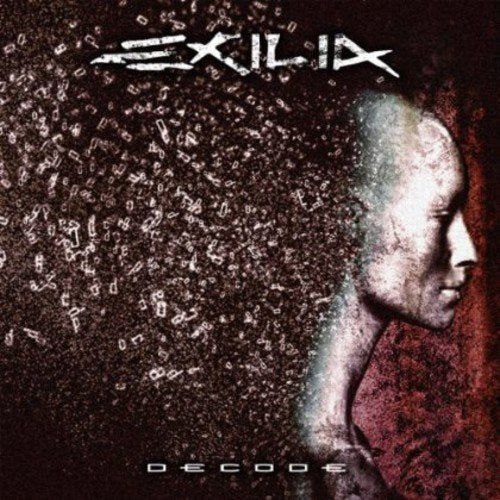 The alt text for the image is: "Album cover with a person's head and binary code."