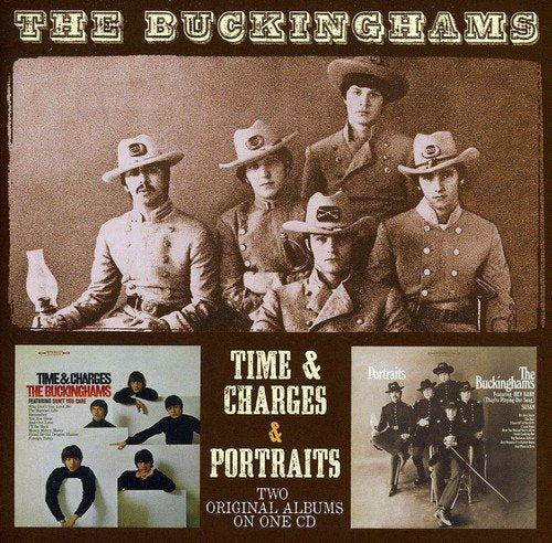 "CD cover featuring The Buckingham's band members in military attire, with album art below."