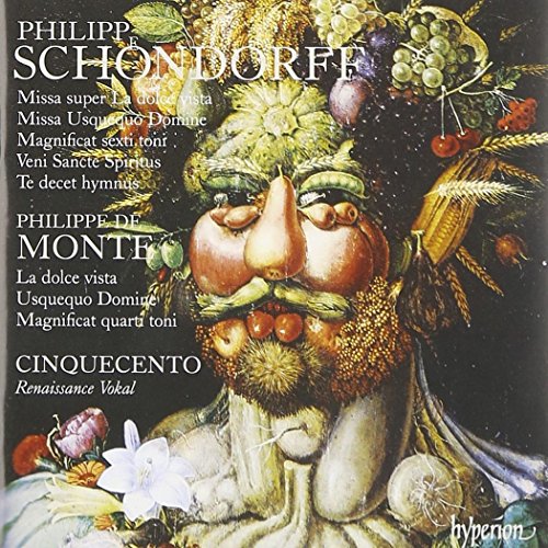 "CD cover featuring a Renaissance-style portrait of a man surrounded by fruit and flowers."