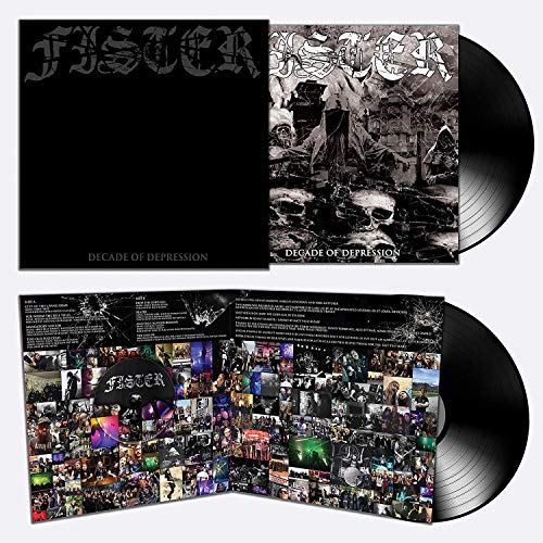 Vinyl record album "Fister - Decade of Depression" with black and white cover art.