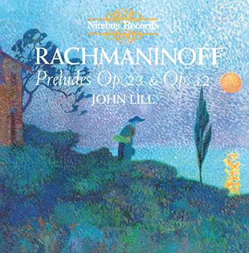 "Album cover with impressionist landscape, man standing, and white text with artist and composer names."