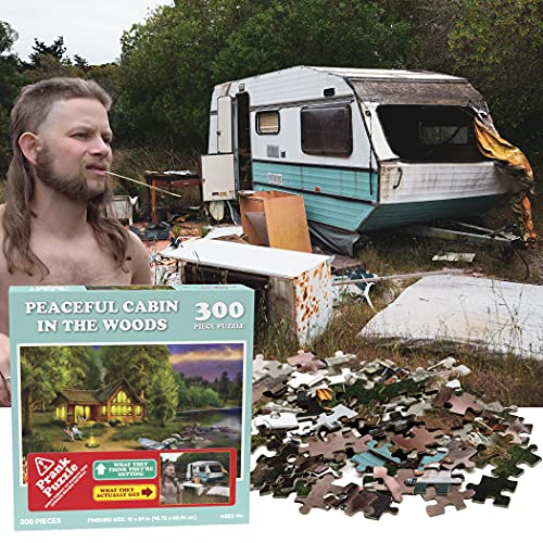 Peaceful Cabin in The Woods Prank Puzzle - 300 Piece Jigsaw Puzzle for Adults