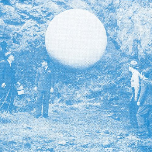 Blue-toned vinyl album cover featuring men in suits around a large white balloon.
