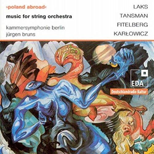 A CD cover with abstract, colorful artwork and text listing composers and orchestra.
