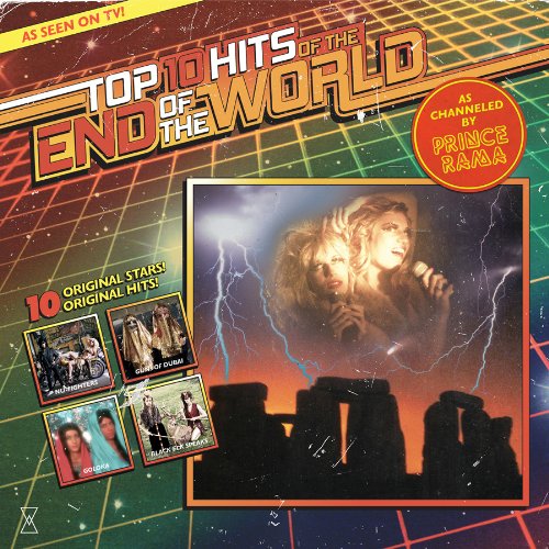 "CD cover art with 'Top Ten Hits of the End of the World' title."