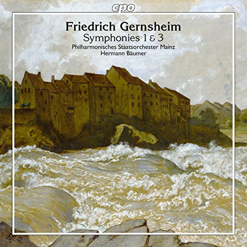 "CD cover with a painting of a building by a rocky shoreline."