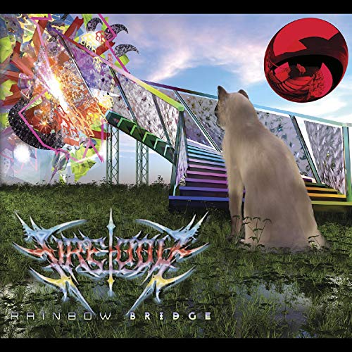Album cover featuring a wolf, rainbow bridge, and abstract designs.
