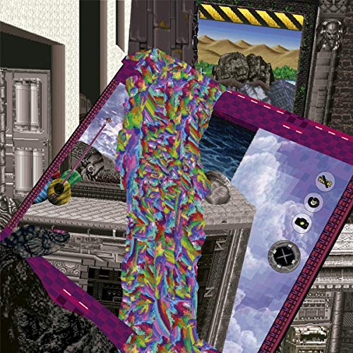 "CD cover art with abstract, surreal images and purple border."